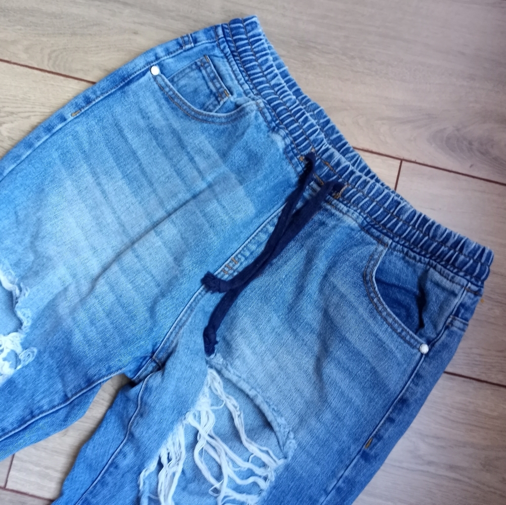 8th of LA Small Distressed Denim Joggers